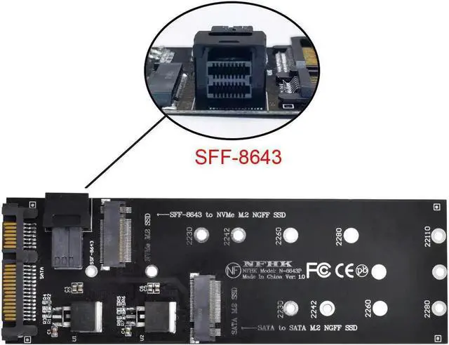 Main image of Aomoproing SSD SATA Adapter SFF-8643 to U2 Kit NVME PCIe NGFF M-Key to HD Mini SAS