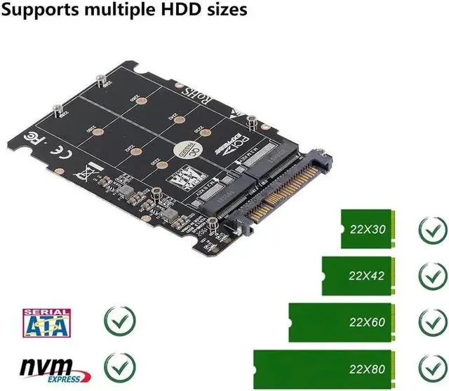 Alt view image 7 of 7 - Aomoproing M.2 NGFF SSD(Key M) Key B SSD to U.2 SFF-8639 Adapter Card Converter SATA Interface is Not Supported