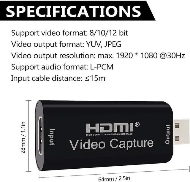 Alt view image 4 of 6 - Aomoproing Video Capture Card USB Video Grabber Record Card for Live Stream Broadcast Card Game Capture Card
