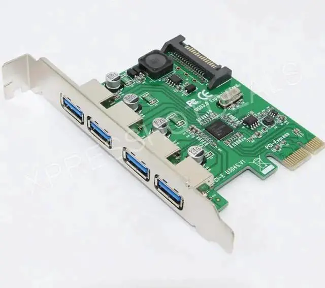 Alt view image 3 of 4 - PCI-E USB 3.0 4 Ports SuperSpeed PCI Express Controller Card Adapter 15-pin SATA Power