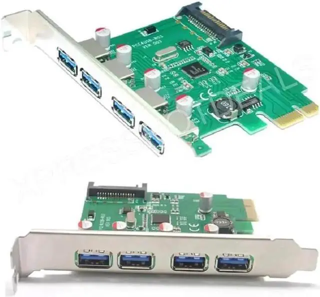 Alt view image 2 of 4 - PCI-E USB 3.0 4 Ports SuperSpeed PCI Express Controller Card Adapter 15-pin SATA Power