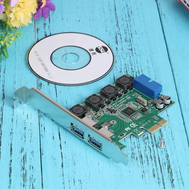 Alt view image 6 of 6 - PCI-E PCIE PCI Express 16X To 4 Ports USB 3.0 Expansion Card 5Gb/s 19Pin Connector For PC Desktop