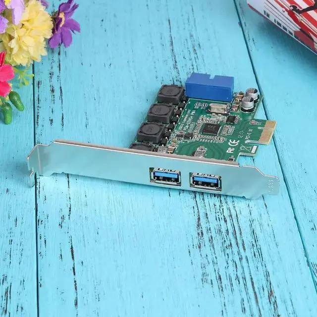 Alt view image 5 of 6 - PCI-E PCIE PCI Express 16X To 4 Ports USB 3.0 Expansion Card 5Gb/s 19Pin Connector For PC Desktop