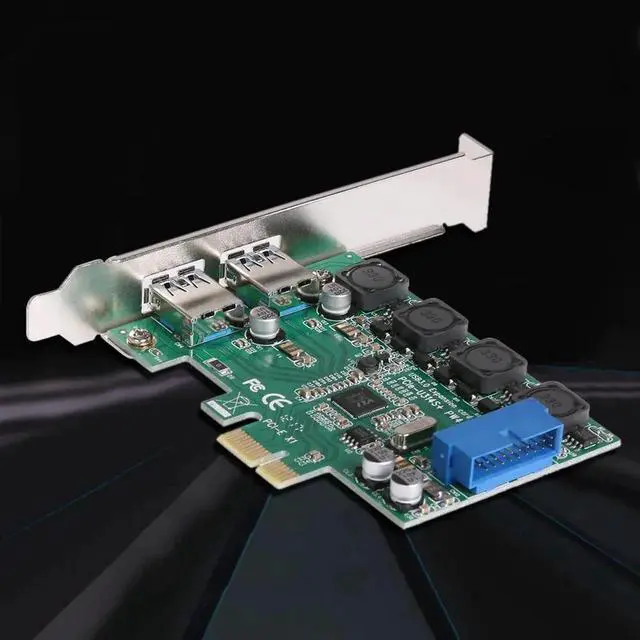 Alt view image 2 of 6 - PCI-E PCIE PCI Express 16X To 4 Ports USB 3.0 Expansion Card 5Gb/s 19Pin Connector For PC Desktop