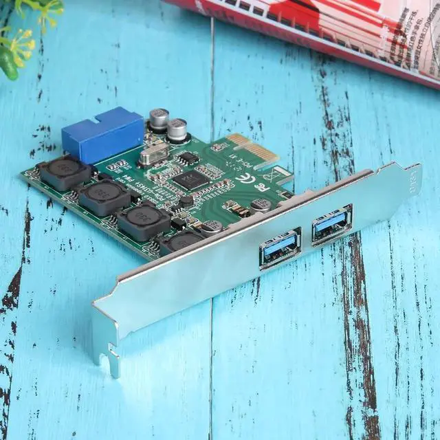 Alt view image 4 of 6 - PCI-E PCIE PCI Express 16X To 4 Ports USB 3.0 Expansion Card 5Gb/s 19Pin Connector For PC Desktop