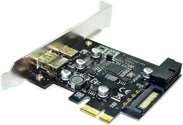 Alt view image 3 of 4 - PCI-Express PCI-e To USB3.1 Type-C Riser Card PCIe to USB-C 2.4A Fast Charger+19PIN Front USB Miner Expansion Adapter