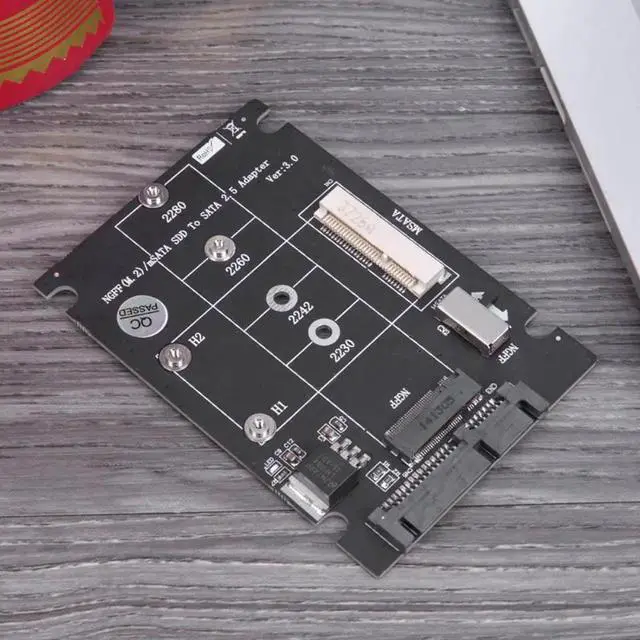 Alt view image 2 of 6 - 2 in 1 NGFF M.2 B+M Key Mini PCI E or mSATA SSD to SATA III Adapter Card PCB Adapter for full msata SSD/ 2230/2242/2260/22x80 M2
