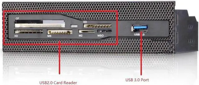 Alt view image 5 of 6 - U2CR525U3 5.25 inch PC Case Mesh Front panel All-in-1 Multifunction CF/XD/MS/M2/SD/TF Internal USB 2 .0 Card Reader USB Flash Memory w/ USB 3.0 Port