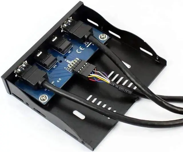 Alt view image 4 of 5 - FP35U32AM 3.5-Inch Front Panel 2 Ports USB 3.0 Hub w/ HD Audio Output & Microphone,USB 20 pin to 2 Port USB 3.0 Splitter w/ Stereo Audio Mic