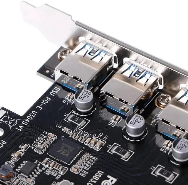 Alt view image 3 of 6 - Aomoproing Super Speed USB 3.0 PCI-E Expansion Card - 4-Port Adapter for Desktop PC, Up to 5Gbps for SSD/HDD/Card Readers
