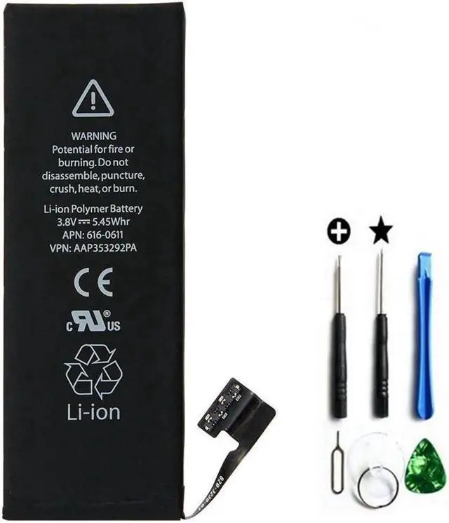 Main image of New OEM Quality Replacement for iPhone 5 Battery A1428 A1429 A1442 1440 mAh KIT +free Tools