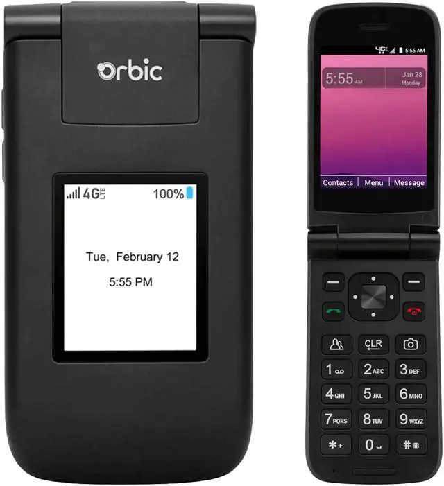 Main image of ORBIC Journey Postpaid 4G LTE 8GB Flip Phone Unlocked Black - Grade A