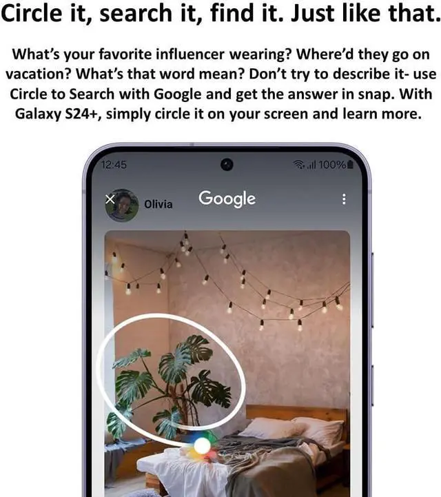 Alt view image 5 of 5 - SAMSUNG Galaxy S24+ Plus Cell Phone, 256GB AI Smartphone, Unlocked Android, 50MP Camera, Fastest Processor, Long Battery Life, US Version, 2024, Onyx Black - Excellent