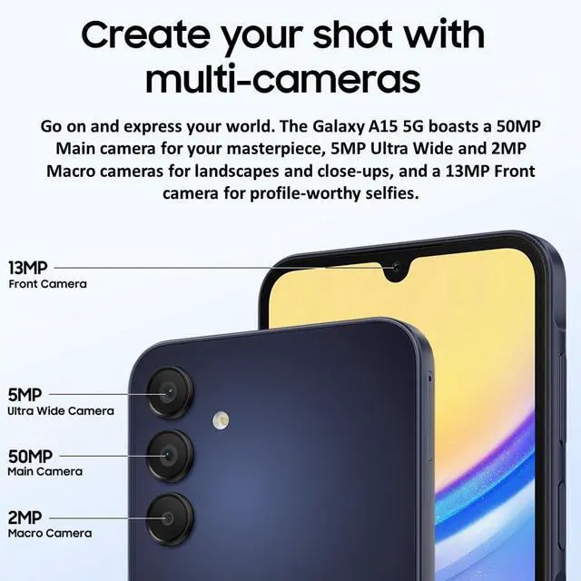 Alt view image 4 of 6 - Samsung Galaxy A15 5G, 128GB, Blue Black - Locked to Verizon (Very Good)