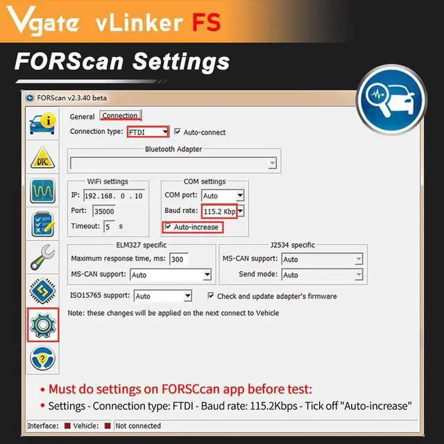 Alt view image 5 of 7 - Vgate vLinker FS ELM327 For Ford FORScan HS/MS-CAN ELM 327 OBD 2 OBD2 Car Diagnostic Scanner Interface Tools OBDII For Mazda