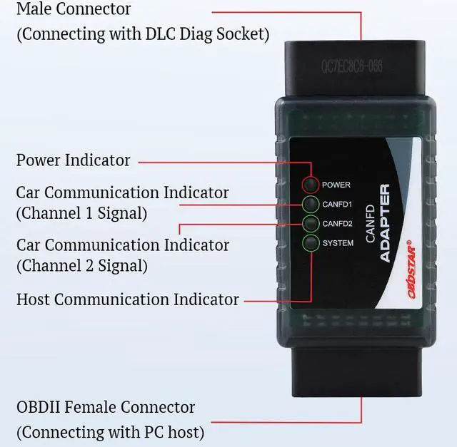 Alt view image 5 of 5 - OBDSTAR CAN FD Adapter for P50/ X300 DP Plus/ X300 PRO4/ Key Master DP