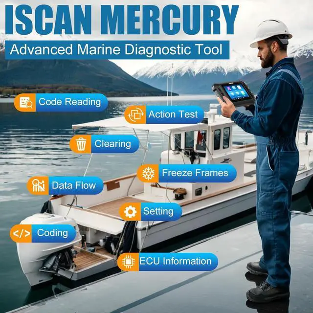 Alt view image 2 of 7 - OBDSTAR iScan MERCURY Marine Diagnostic Tool Support DFI 2, Optimax, Seapro, Verado, 40HP-300HP Engines with M064 Mercury Cable