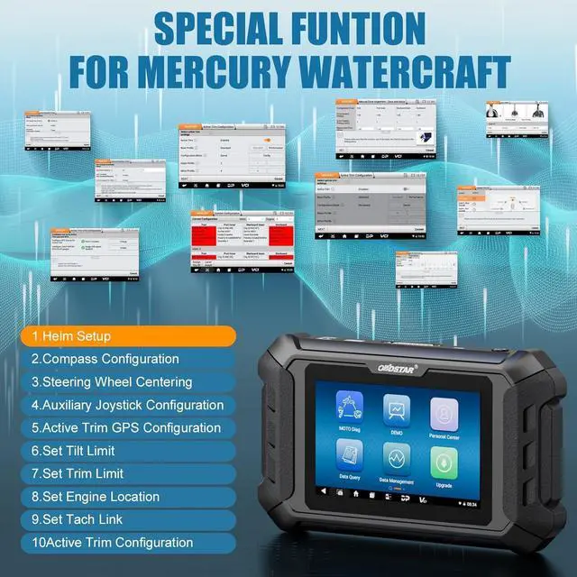 Alt view image 3 of 7 - OBDSTAR iScan MERCURY Marine Diagnostic Tool Support DFI 2, Optimax, Seapro, Verado, 40HP-300HP Engines with M064 Mercury Cable