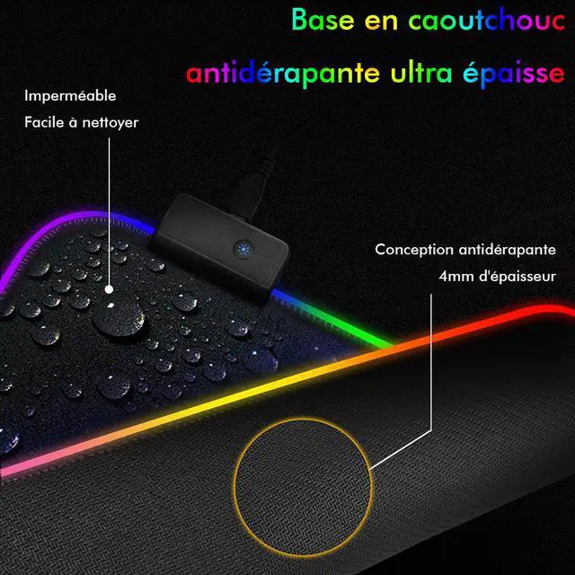 Alt view image 6 of 6 - LED Flash Gaming Mouse Pad RGB Glowing Anti-slip Gamer Grande Mouse Keyboard Mat Expand Keyboard Pad 900*400*4mm /35.43*15.75*0.16 inches