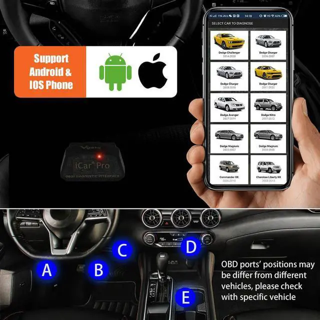 Alt view image 4 of 7 - Vgate iCar Pro Bluetooth 4.0 (BLE) OBD2 Fault Code Reader OBDII Code Scanner Car Check Engine Light for iOS/Android