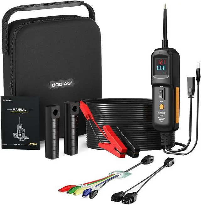 Main image of Power Circuit Probe Kit, GODIAG GT101 Automotive Circuit Tester, Relay Fuse Voltage Tester, Car Electrical System Test Tool, Fuel Injector Tester & Cleaner with 20ft Cable for 6-40V Vehicles