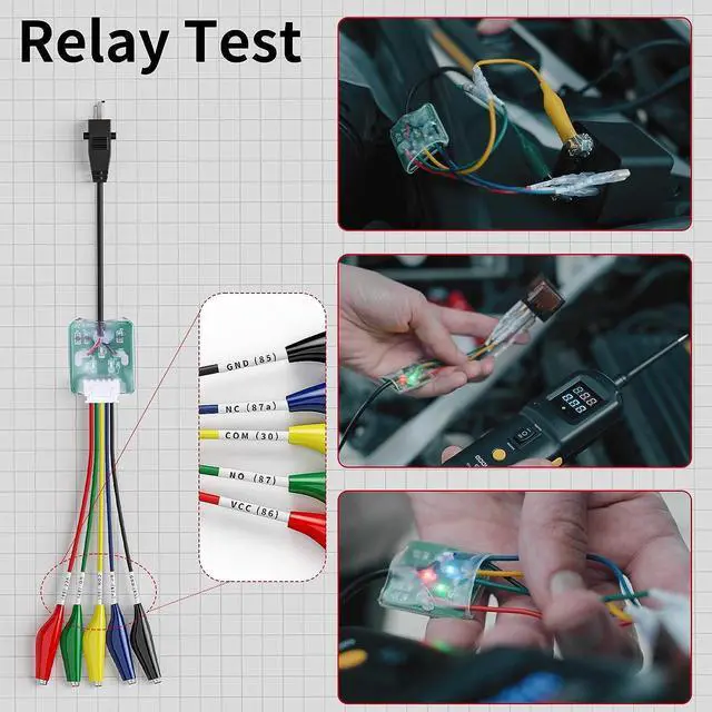 Alt view image 3 of 7 - Power Circuit Probe Kit, GODIAG GT101 Automotive Circuit Tester, Relay Fuse Voltage Tester, Car Electrical System Test Tool, Fuel Injector Tester & Cleaner with 20ft Cable for 6-40V Vehicles
