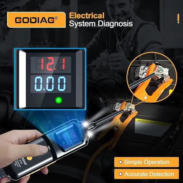 Alt view image 7 of 7 - Power Circuit Probe Kit, GODIAG GT101 Automotive Circuit Tester, Relay Fuse Voltage Tester, Car Electrical System Test Tool, Fuel Injector Tester & Cleaner with 20ft Cable for 6-40V Vehicles