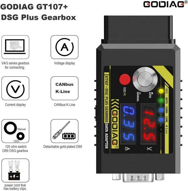 Alt view image 2 of 5 - GODIAG GT107+ DSG Plus Gearbox Data Adapter with Voltage Current Display For DQ250 DQ200 VL381 VL300 DQ500 DL501 Benz BMW