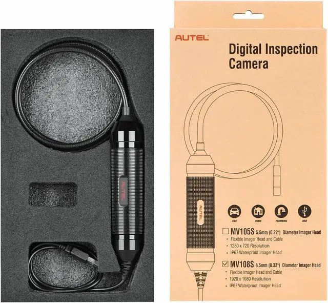 Alt view image 4 of 5 - 2023 Autel MaxiVideo MV108S 8.5mm Digital Inspection Camera IP67 Waterproof USB Scope Camera with LED Light Works for Autel Diagnostic Tablets