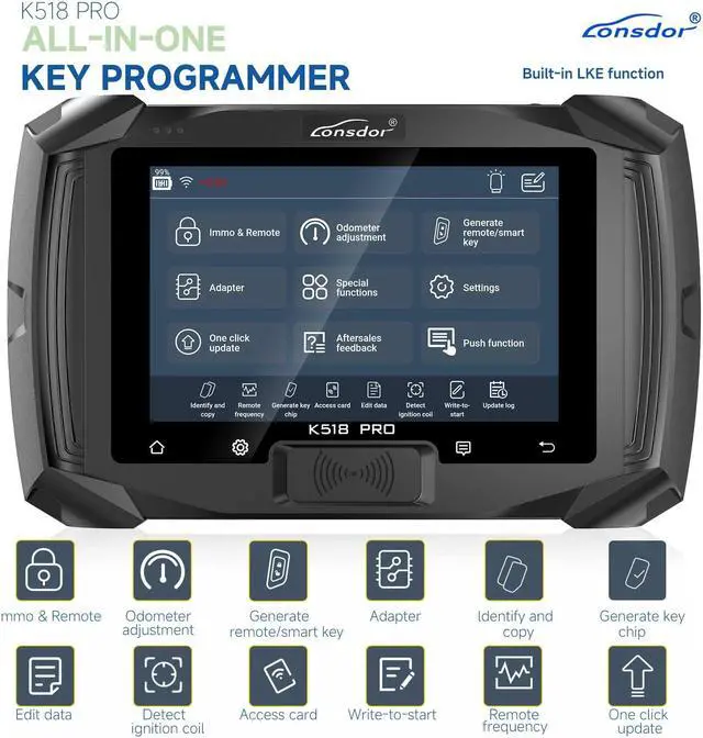 Alt view image 2 of 6 - Lonsdor K518 PRO Full Version All In One Key Programmer with 2pcs LT20, Toyota FP30 Cable, Nissan 40 BCM Cable JCD JLR and ADP Adapter