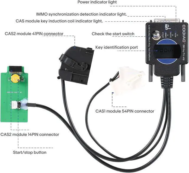 Alt view image 3 of 7 - 2024 GODIAG BMW CAS1/CAS2 Mech-Key Test Platform Detect CAS & Key Synchronization Solder-free Matching CAS Data Read, Write and Program