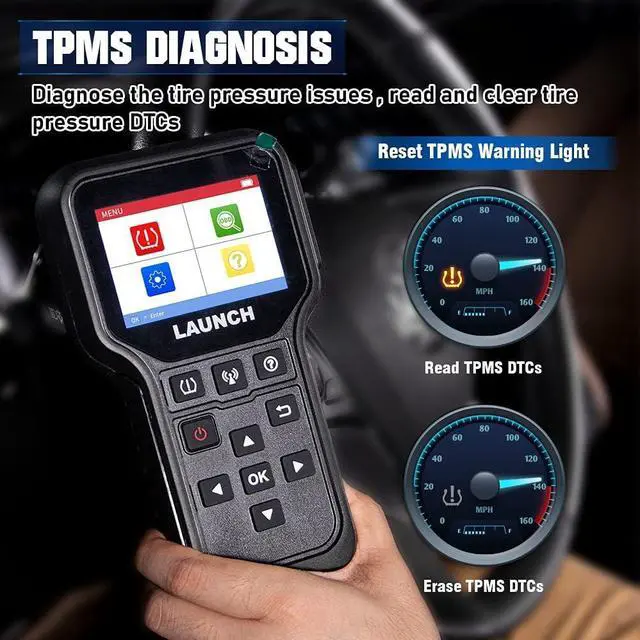 Alt view image 6 of 7 - 2024 Newest LAUNCH CRT5011E TPMS Relearn Tool,OBDII Code Reader,Activate/Relearn All Brand Sensors, Read&Program LTR-01 Sersors (315/433MHz),Reset TPMS,Free Upgrade