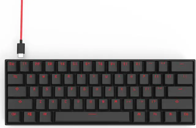 Alt view image 3 of 6 - Anne Pro 2 Wired/ Wireless Gaming Mechanical Keyboard 60% RGB Bluetooth 4.0 PBT Key Cap N-Key Roll Over Type-c Red Switch (Black)