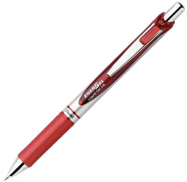 Alt view image 2 of 5 - Pentel Gel Pen Retractable Metal Tip .7mm 12/BX Red Barrel/Ink BL77BDZ