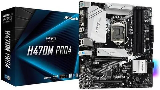 Alt view image 4 of 5 - ASRock H470M PRO4 LGA 1200 Intel H470 Micro ATX Intel Motherboard