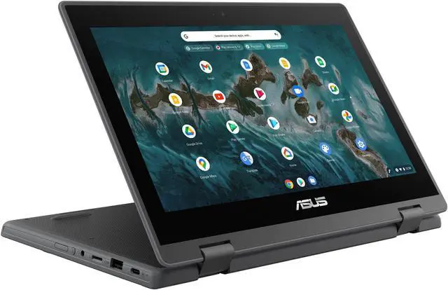 Alt view image 2 of 20 - Asus Chromebook Flip - Intel Celeron N5100 1.1 GHz - 8G LPDDR4X - 32G eMMC - 11.6 HD (1366 768) Touch - Intel UHD Graphics - Chrome OS  CR1100FKA-YZ182T