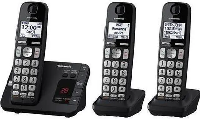 Alt view image 2 of 8 - Panasonic KX-TGE433B 3 Handset Cordless Phone