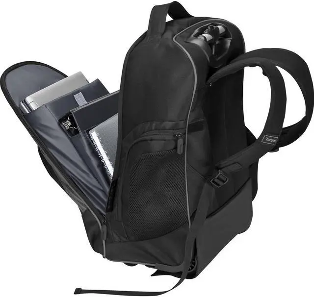Alt view image 5 of 11 - Targus Compact TSB750US Carrying Case (Backpack) 16" to 17" Notebook - Black - Bump Resistant, Scratch Resistant - Neoprene, Mesh, Elastic - Polyester Exterior Material - 7.66 gal Volume Capacity