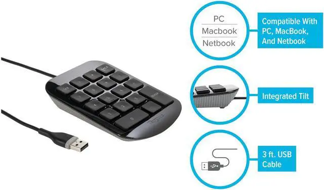 Alt view image 3 of 6 - Targus Numeric Keypad - AKP10US