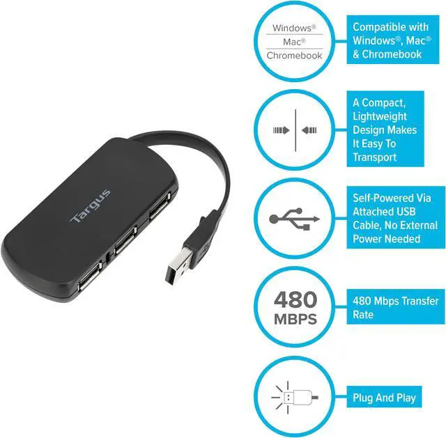 Alt view image 6 of 6 - Targus  4-Port USB Hub - ACH114US