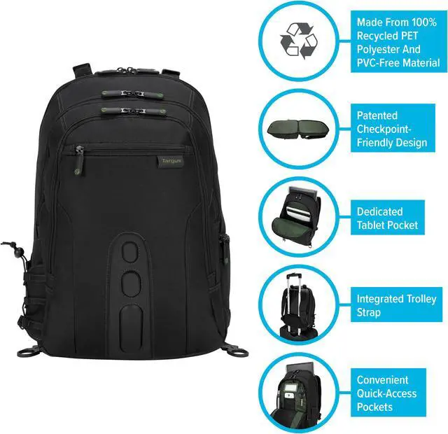 Alt view image 7 of 12 - Targus 15.6" Spruce EcoSmart Checkpoint-Friendly Backpack - TBB013US