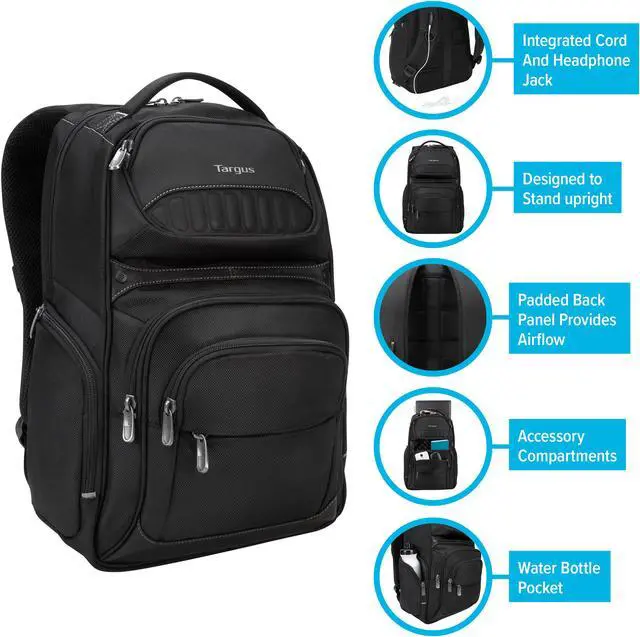 Alt view image 7 of 20 - Targus Carrying Case For 16" Notebook - Black With Earphone Jack In Strap