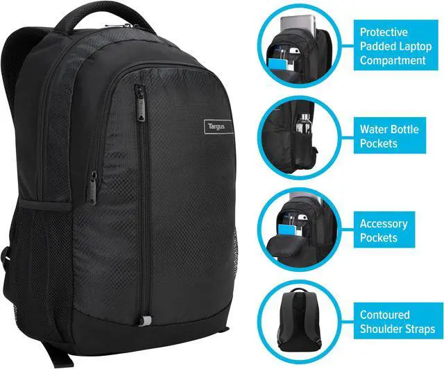 Alt view image 7 of 15 - Targus 15.6" Sport Backpack (Black) - TSB89104US