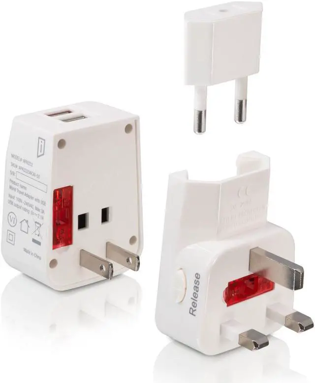Main image of iStore World Travel Adapter with Dual USB Charging Ports - 2 x USB Receptacle - 120 V AC / 10 A, 230 V AC - White - APK03206CAI