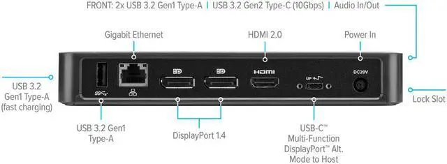Alt view image 6 of 20 - Targus USB-C Multi-Function DisplayPort Alt. Mode Triple Video Docking Station with 85W Power - DOCK430USZ
