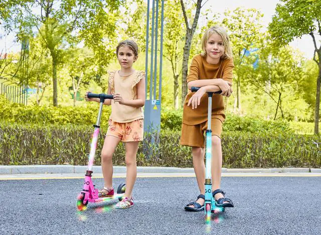 Alt view image 3 of 7 - GoPowerBike GoLume 2-Wheel Scooter for Kids | Foldable Kick Scooter with Light Up Deck & Wheels | for Boys and Girls Ages 5