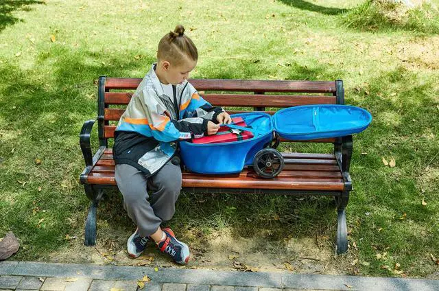Alt view image 7 of 7 - GoPowerBike GoVoyage Kids 2-in-1 Luggage Scooter | 3-Wheel Design with Light-Up Wheels, Foldable and Convertible for Travel | Blue