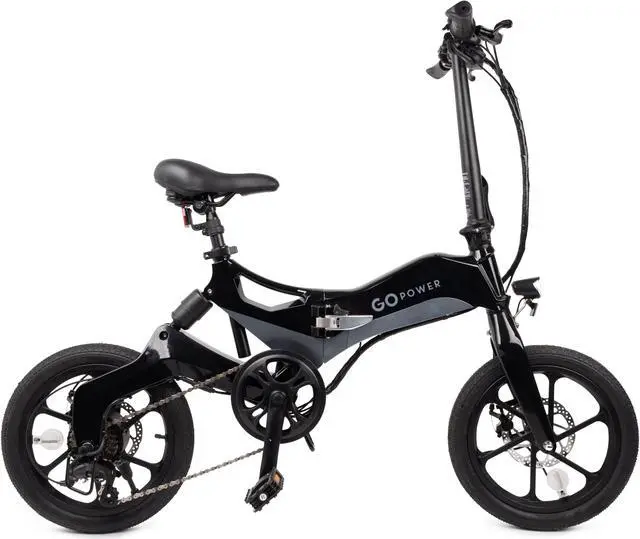 Main image of GoPowerBike GoKlik Electric Bike | Adult Folding Bike | Magnesium Alloy Ultra-light Frame | Up to 30+ Mile Range w/ 3 Pedal-Assist Levels | 16mph Top Speed | 350 W motor| 16 Wheels | 7 speeds