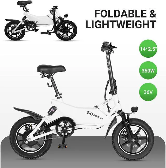 Alt view image 3 of 7 - GoPowerBike GoSpyder White Compact Folding Bike with 16MPH Max Speed & 350W Motor