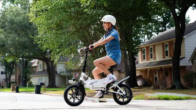 Alt view image 2 of 7 - GoPowerBike GoSpyder White Compact Folding Bike with 16MPH Max Speed & 350W Motor